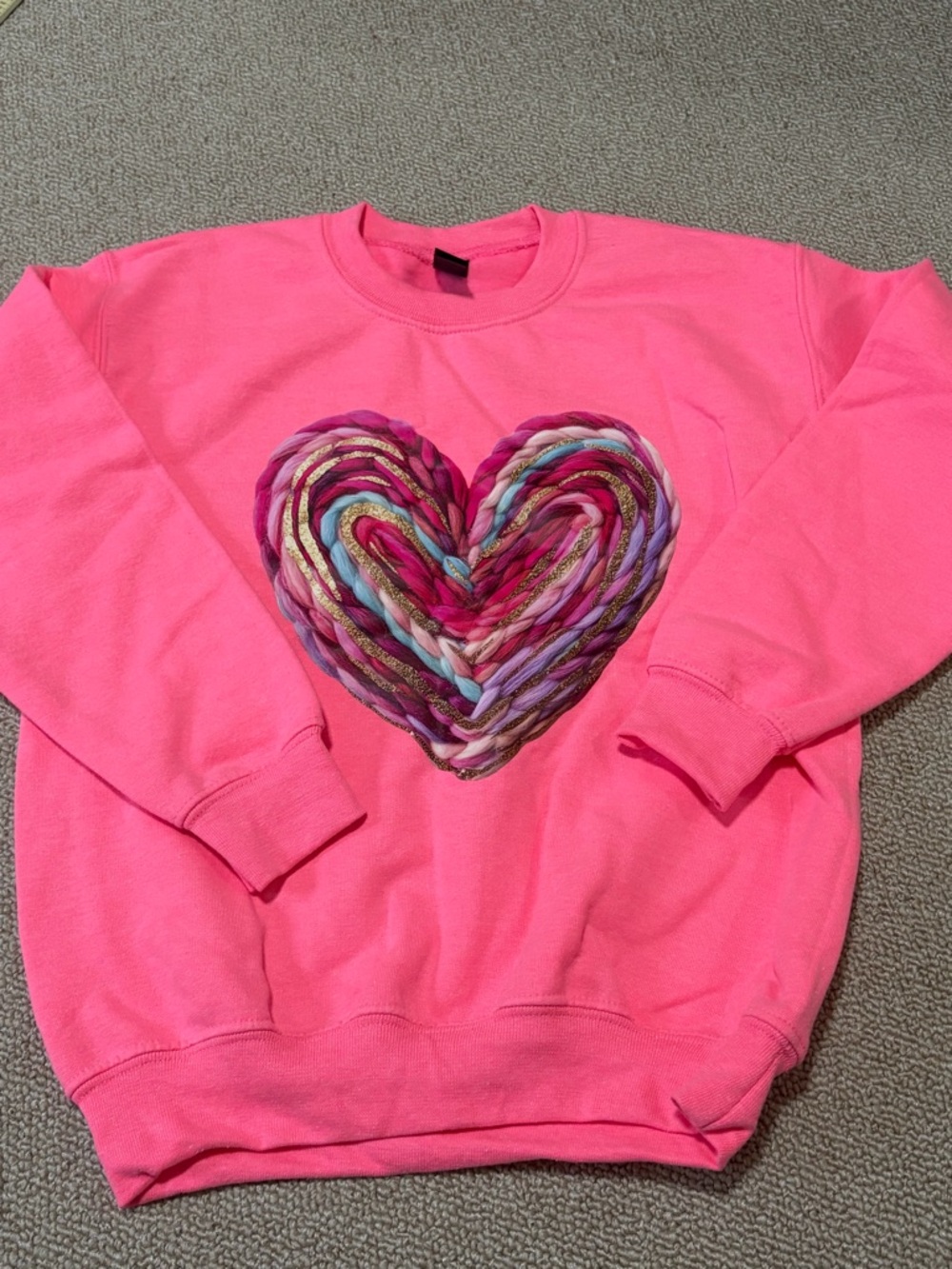 Women's Pink Heart Pullover Sweatshirt